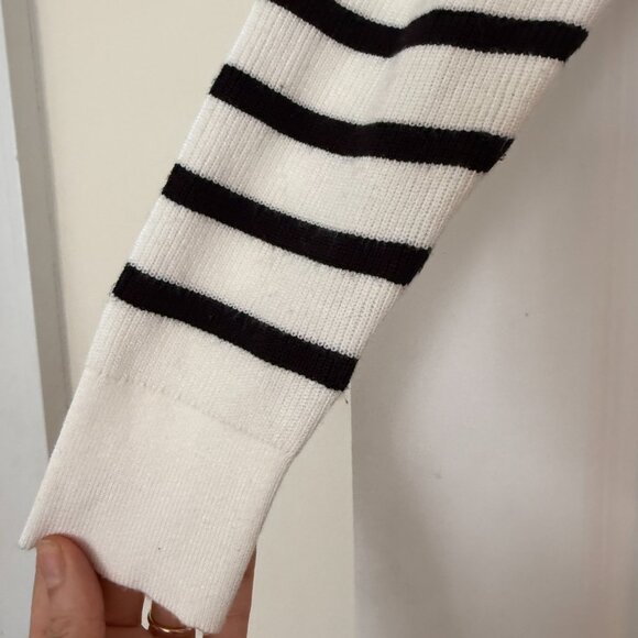 LOFT - Striped V-Neck Cardigan - Size Petite Medium - Picture 6 of 8